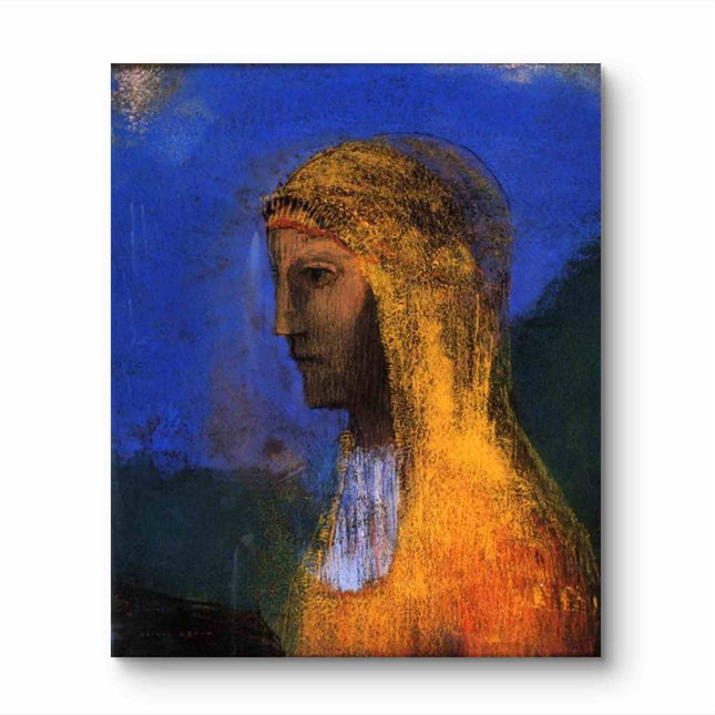 "Odilon Redon 'Mystical Profile' - Hand-Painted Symbolist Portrait Reproduction | Dreamlike French Art"