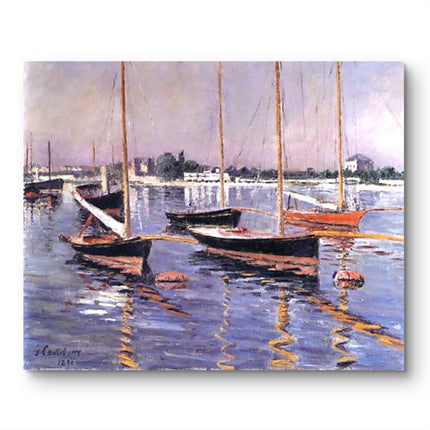 "Eugène Boudin 'Boats Moored at Harbor' - Premium Hand-Painted Oil Reproduction on Canvas"