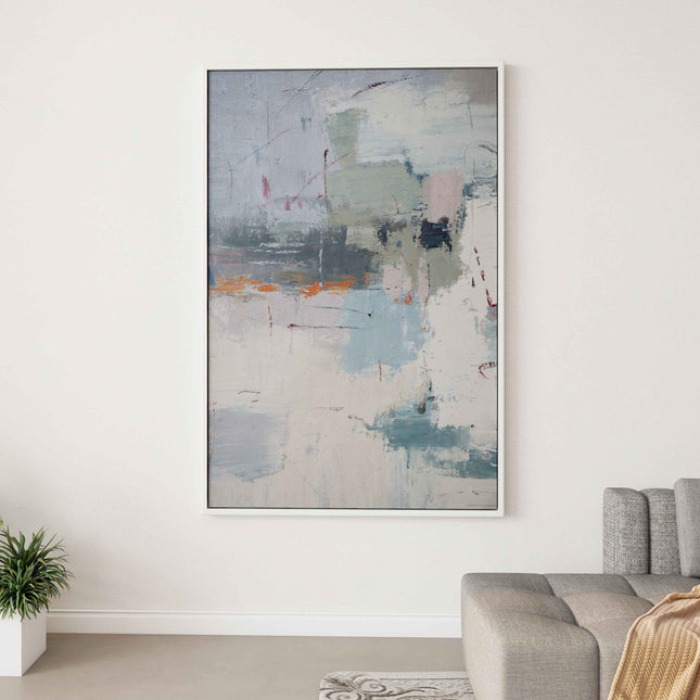 "Dreamscape Symphony" Abstract Oil Painting - Modern Pastel & Dark Textured Art for Contemporary Spaces